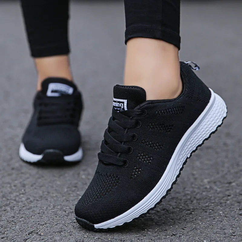 Women’s Breathable Mesh Sneakers – Casual White Walking Shoes 2024