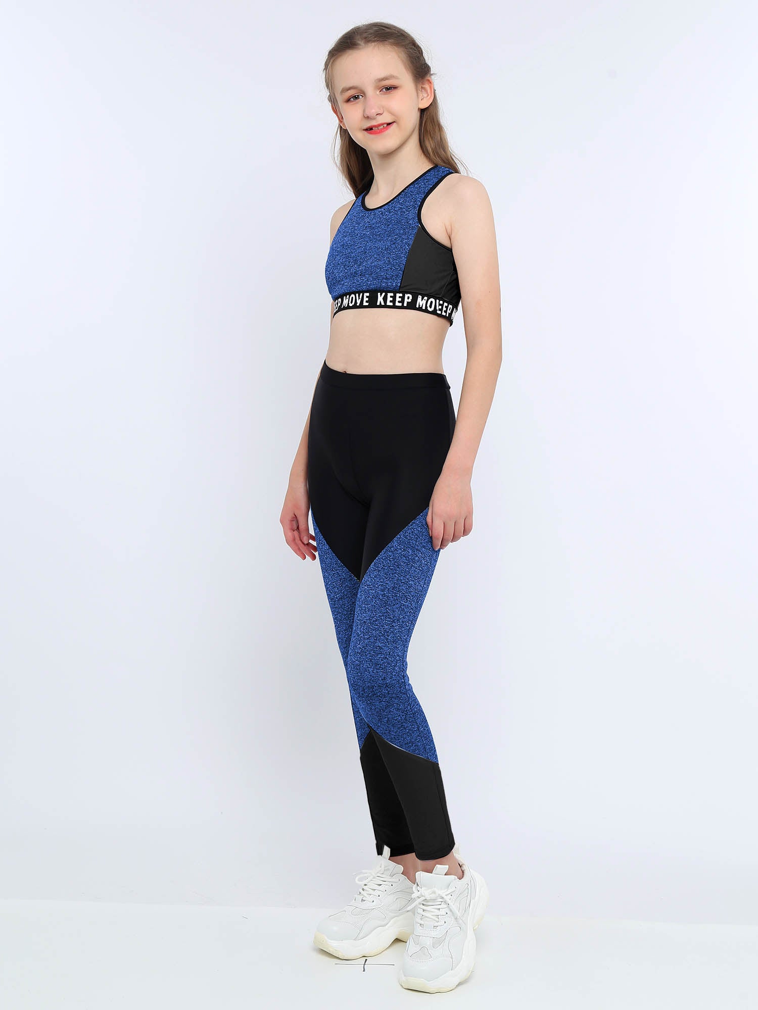 Girls Athletic Set - 2-Piece Workout Top & Pants for Gymnastics, Running & Sports (Ages 7-13)