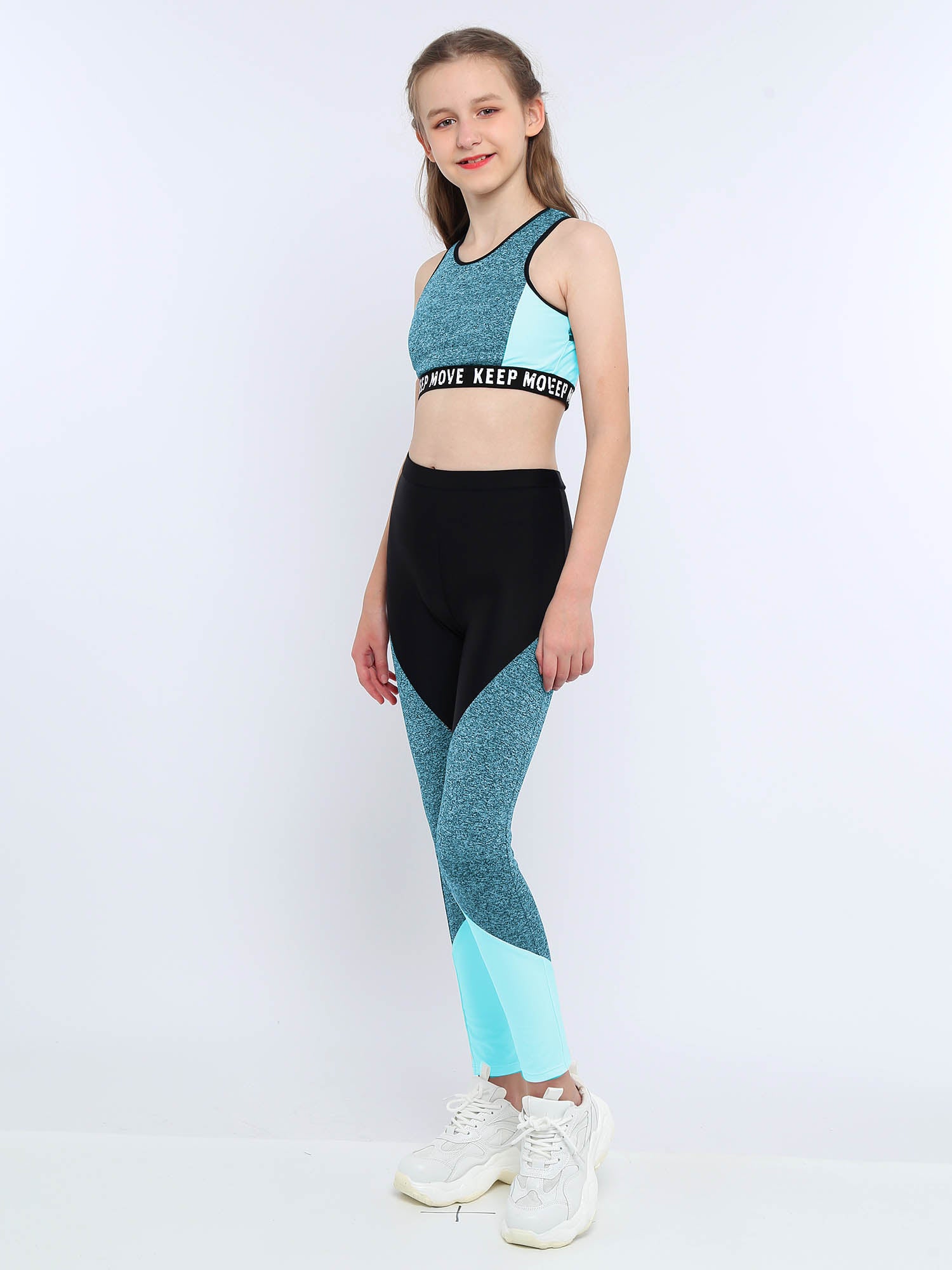 Girls Athletic Set - 2-Piece Workout Top & Pants for Gymnastics, Running & Sports (Ages 7-13)