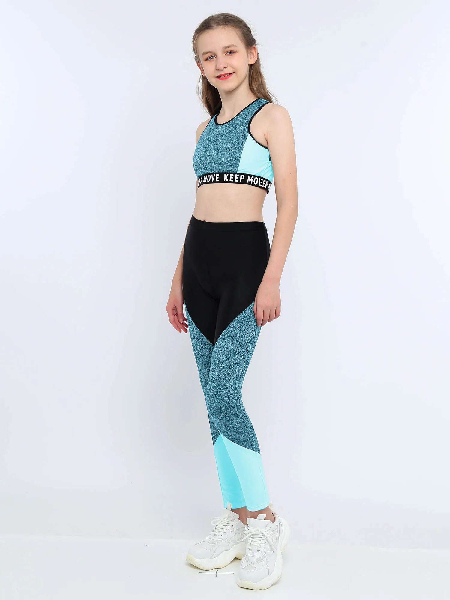 Girls Athletic Set - 2-Piece Workout Top & Pants for Gymnastics, Running & Sports (Ages 7-13)