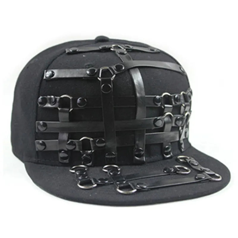 Punk Style Hip-Hop Flat Brim Cap - Novelty Decorated Couple Hat for Nightclub & Bar Fashion