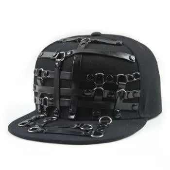 Punk Style Hip-Hop Flat Brim Cap - Novelty Decorated Couple Hat for Nightclub & Bar Fashion
