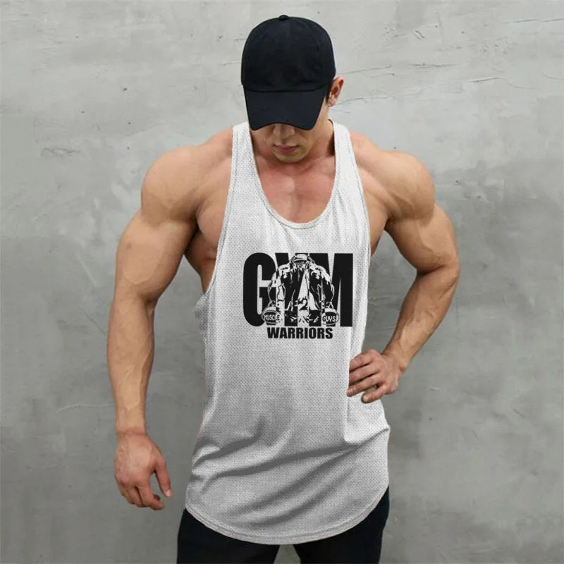Men's Gym Tank Top - Breathable Mesh Stringer Vest for Bodybuilding & Workout