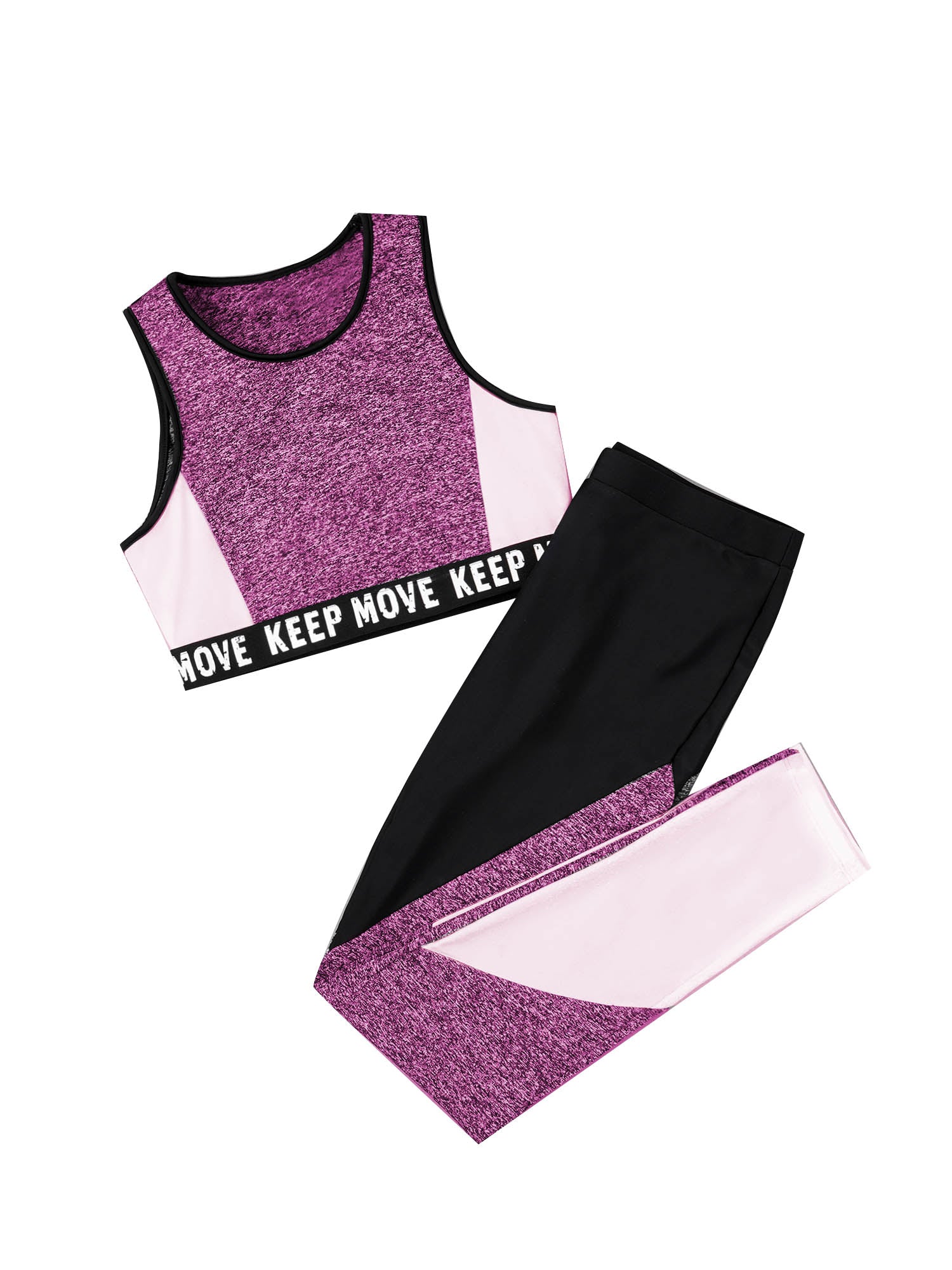 Girls Athletic Set - 2-Piece Workout Top & Pants for Gymnastics, Running & Sports (Ages 7-13)