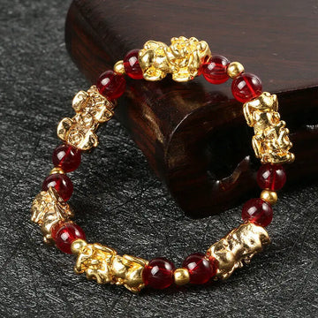 Pixiu Feng Shui Bracelet - Agate Charm Bracelet for Wealth & Good Luck