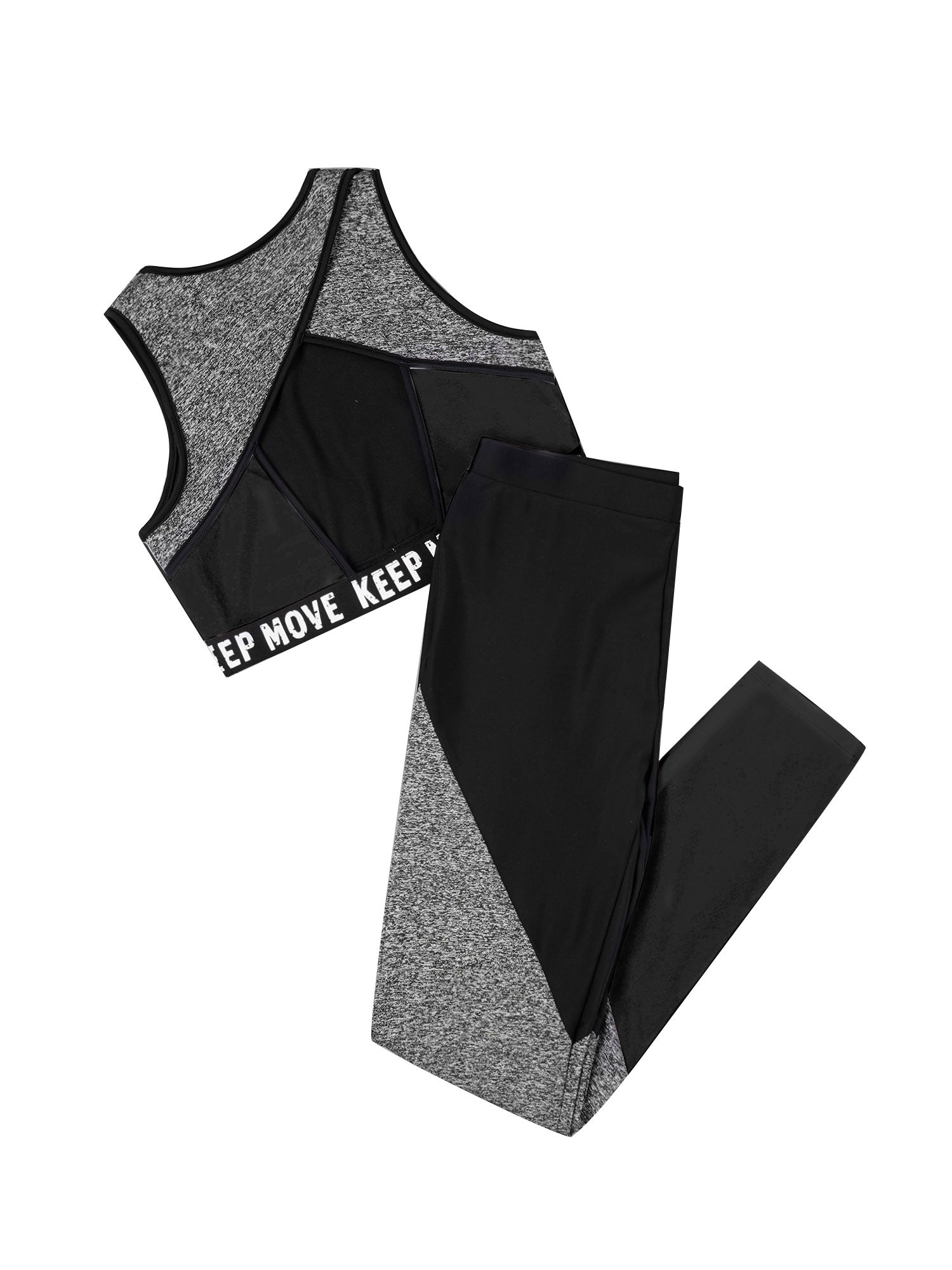 Girls Athletic Set - 2-Piece Workout Top & Pants for Gymnastics, Running & Sports (Ages 7-13)