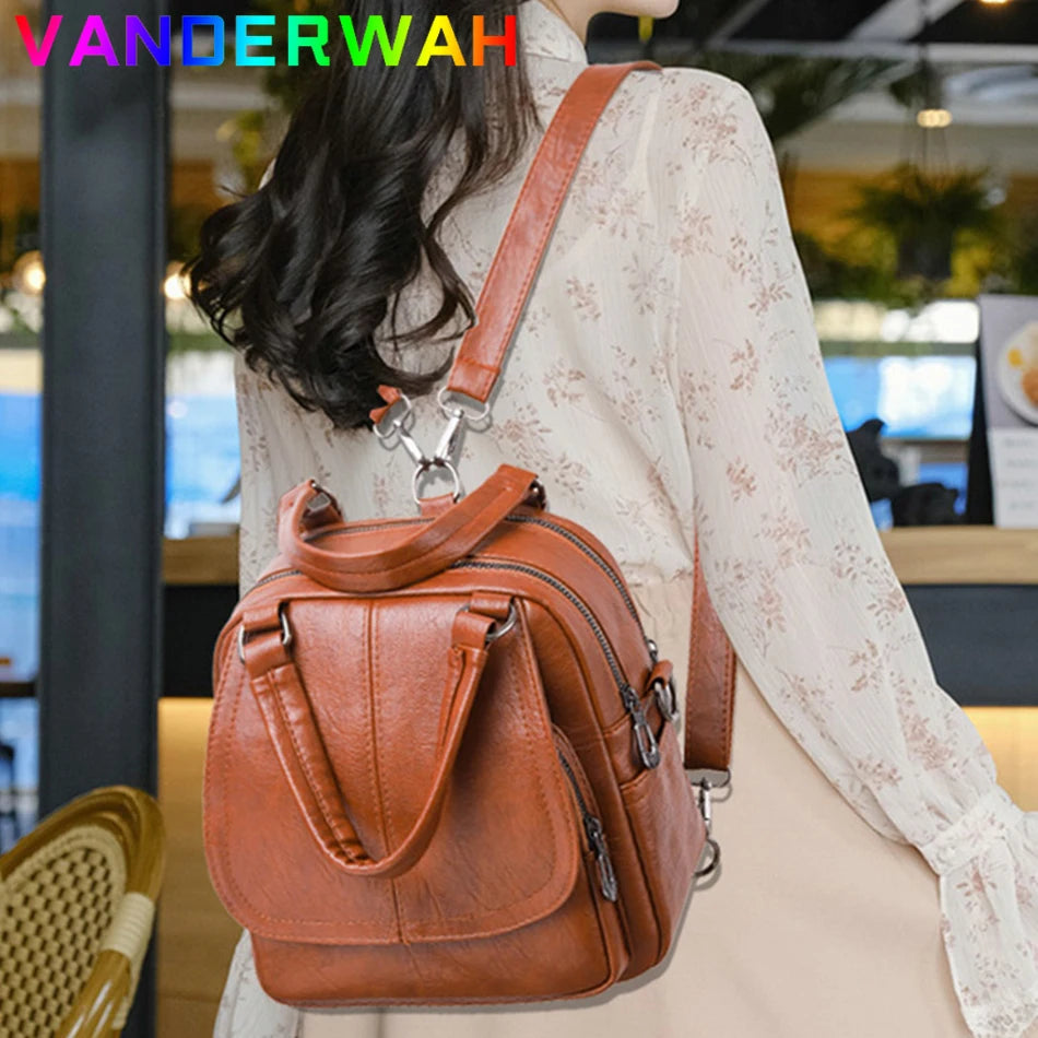 Women's Small Retro Backpack - Multifunctional Crossbody Travel Handbag