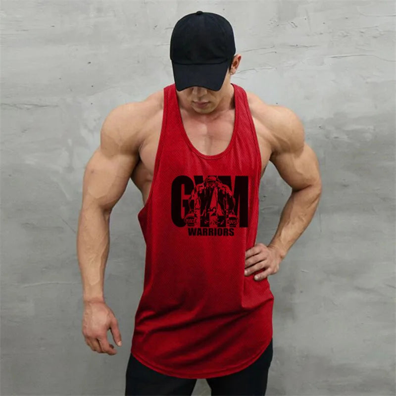 Men's Gym Tank Top - Breathable Mesh Stringer Vest for Bodybuilding & Workout