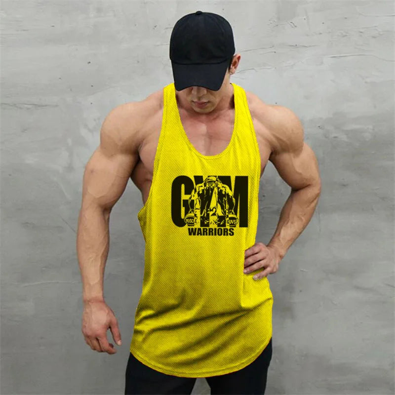 Men's Gym Tank Top - Breathable Mesh Stringer Vest for Bodybuilding & Workout