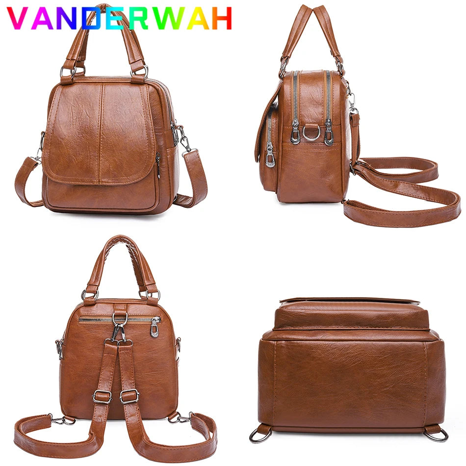 Women's Small Retro Backpack - Multifunctional Crossbody Travel Handbag