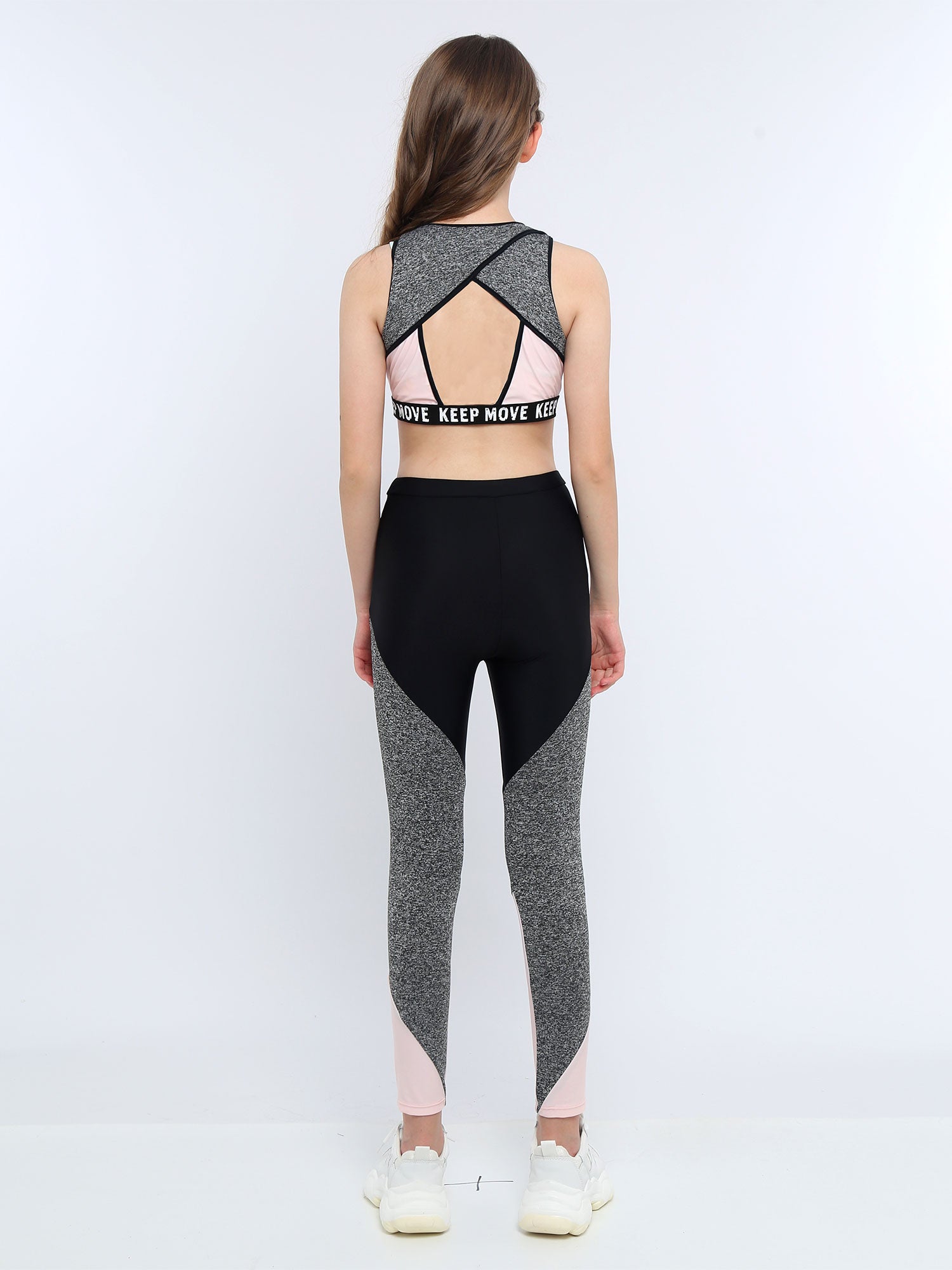 Girls Athletic Set - 2-Piece Workout Top & Pants for Gymnastics, Running & Sports (Ages 7-13)