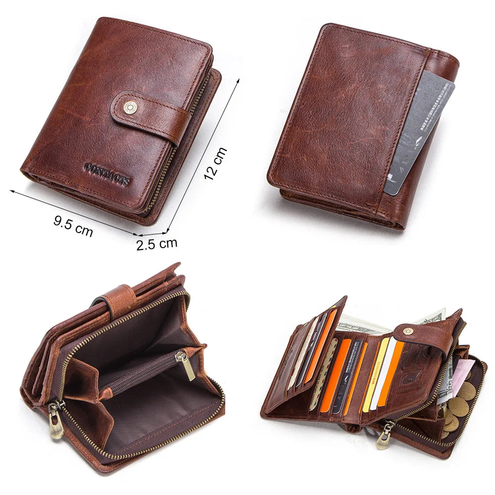 Genuine Leather RFID Wallet – Coin Pocket