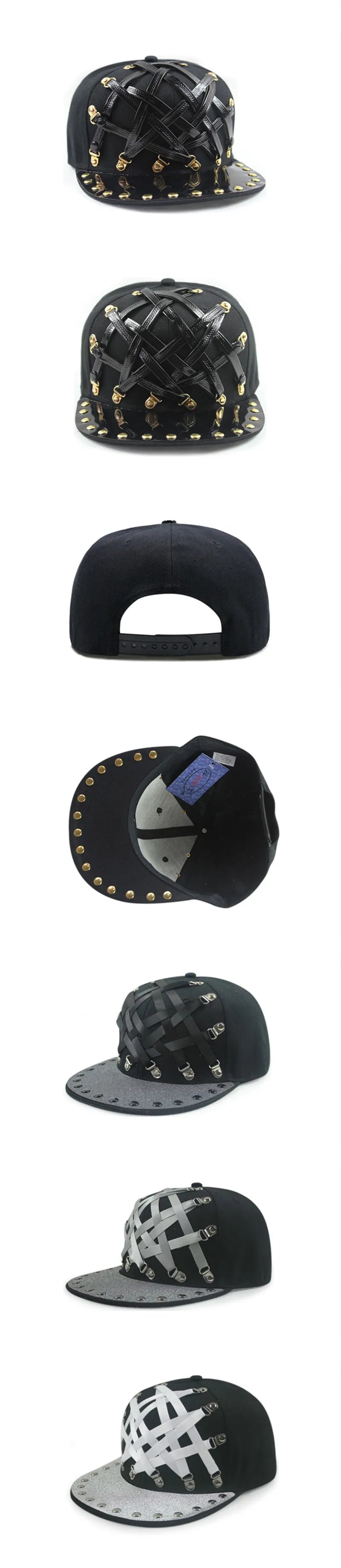 Punk Style Hip-Hop Flat Brim Cap - Novelty Decorated Couple Hat for Nightclub & Bar Fashion