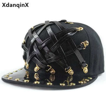 Punk Style Hip-Hop Flat Brim Cap - Novelty Decorated Couple Hat for Nightclub & Bar Fashion