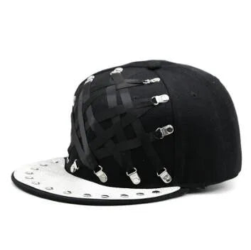 Punk Style Hip-Hop Flat Brim Cap - Novelty Decorated Couple Hat for Nightclub & Bar Fashion