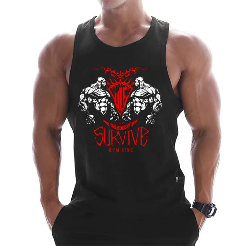 Men's Bodybuilding Tank Top - Cotton Muscle Shirt for Gym, Workout & Fitness