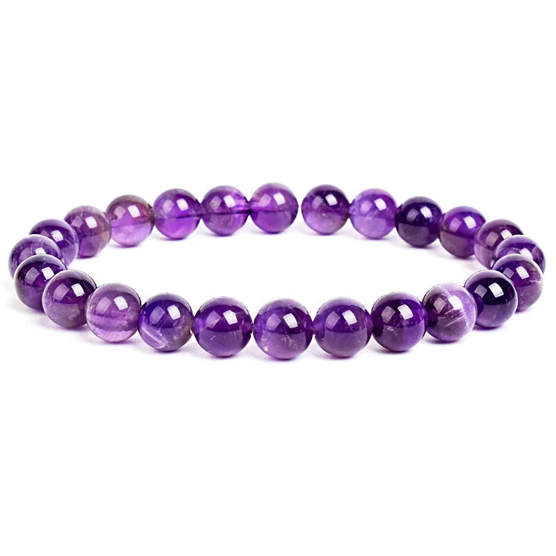 Natural Stone Beads Bracelet – Amethyst, Quartz, Jade & Agate Healing Bangle