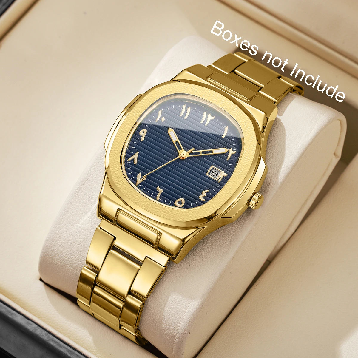 Luxury Men's Square Dial Quartz Watch – Stainless Steel Business Watch with Calendar