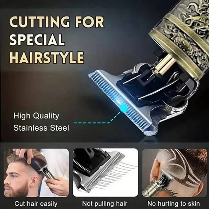 T9 Electric Hair Trimmer - USB Rechargeable Professional Clipper for 0mm Bald Fades