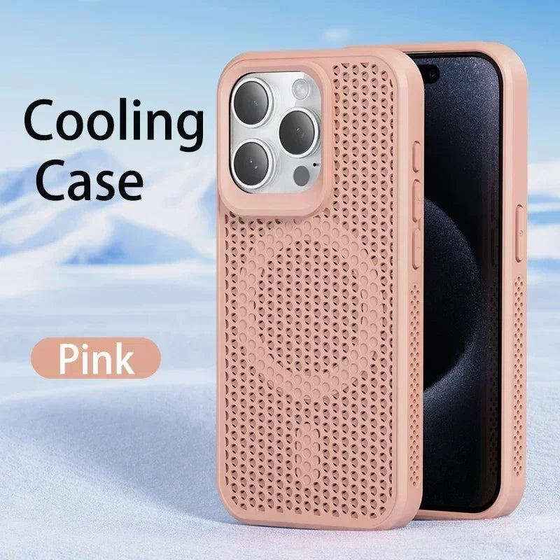 Cooling iPhone Case – Heat Dissipation Breathable Hard Cover with MagSafe for iPhone 17, 16, 15, 14, 13, 12, 11