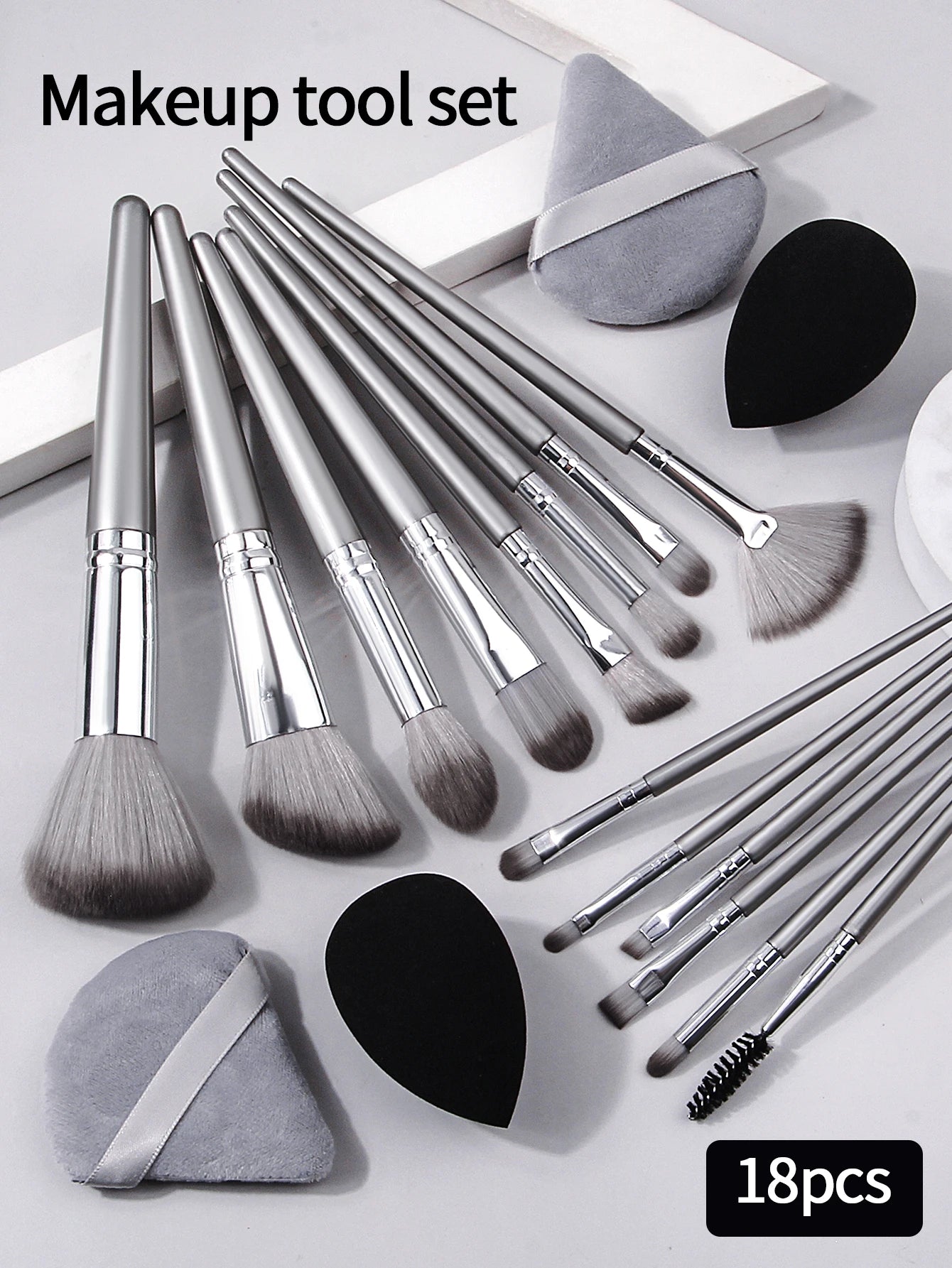 Complete Makeup Tool Set – Brushes, Eggs & Triangle Sponges