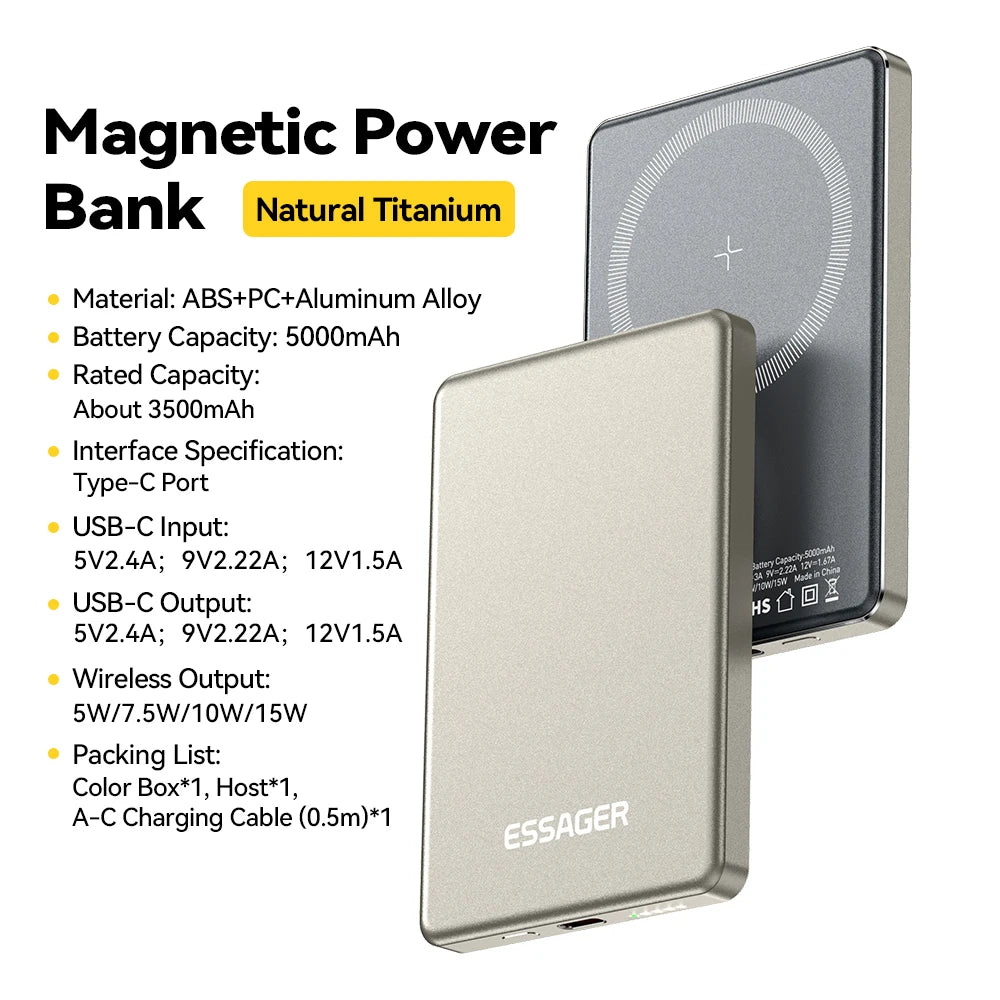 Essager 5000mAh 20W Magnetic Wireless Power Bank
