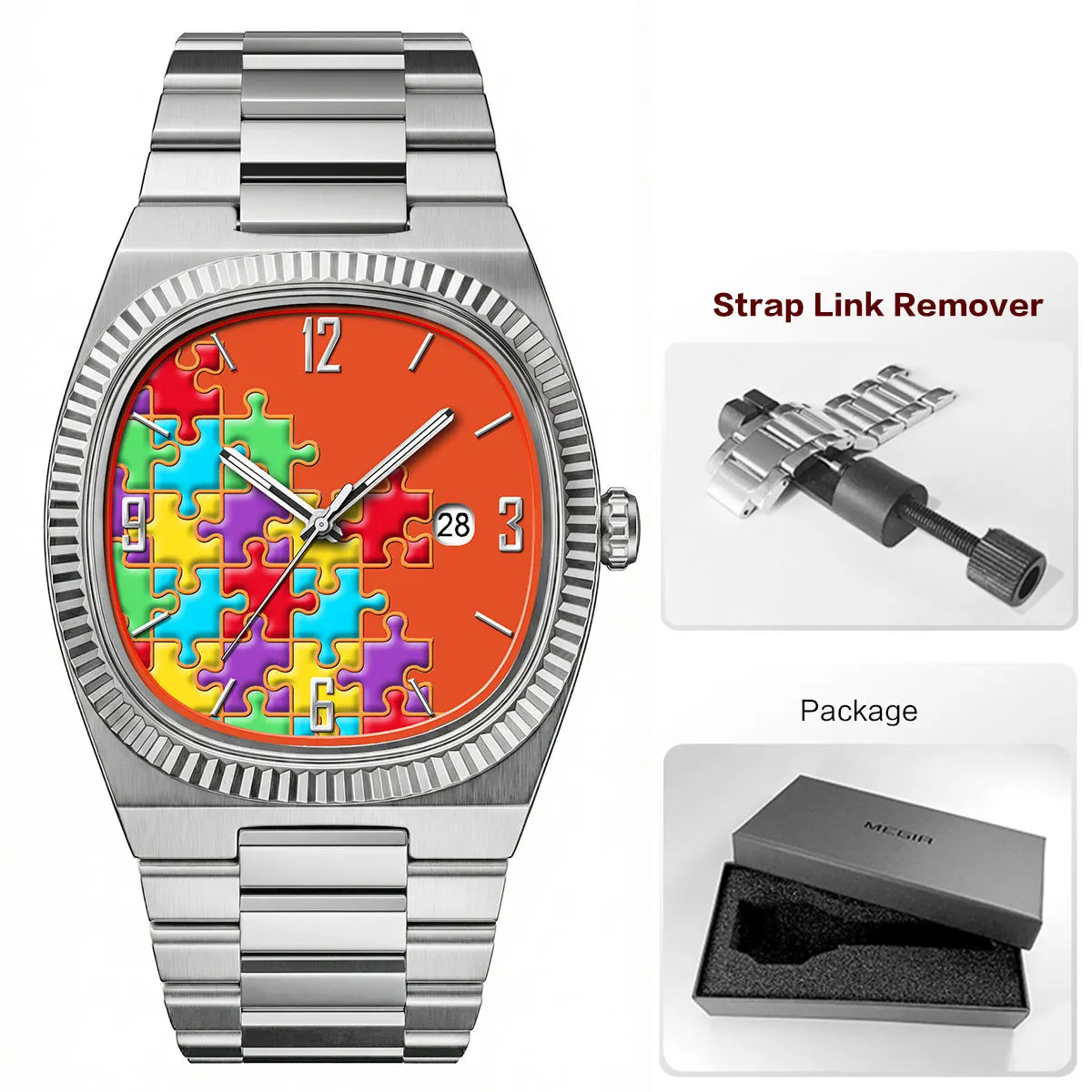 Vintage Cartoon Men's Quartz Watch – Water Resistant Steel Strap with Calendar