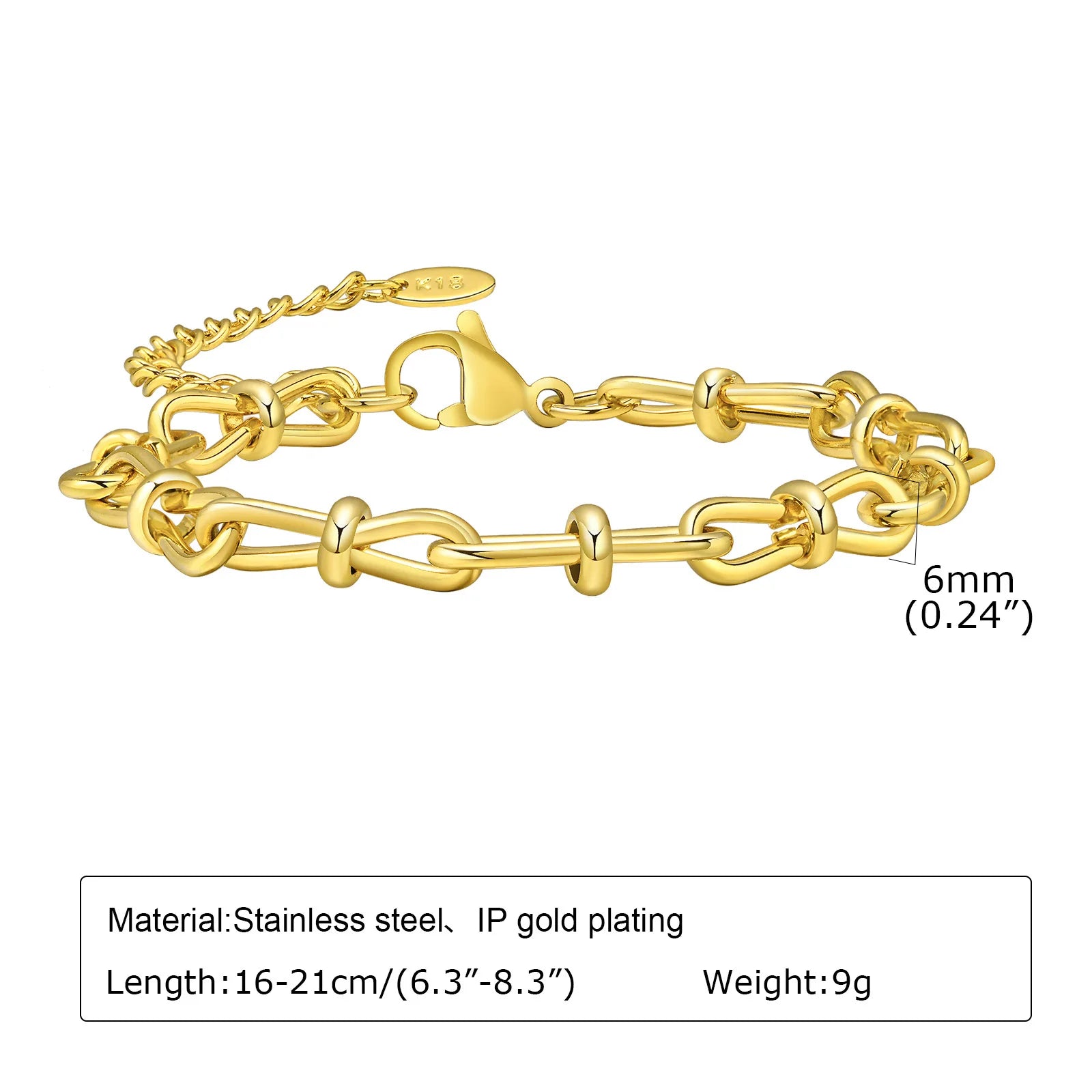 Chunky Stainless Steel Link Chain Bracelet – Gold Plated Layering Jewelry