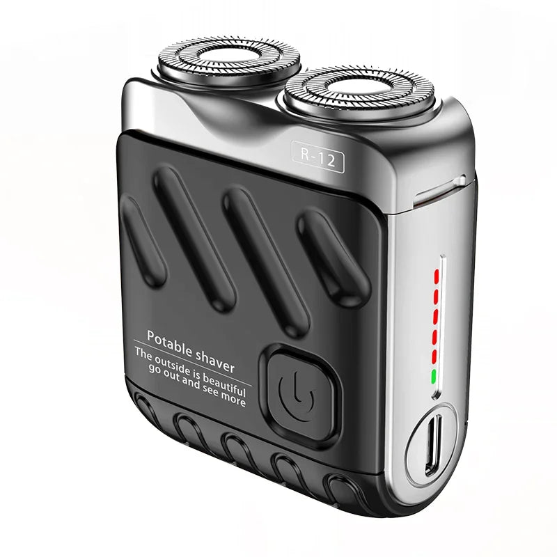 Portable Dual-Head Electric Shaver - Waterproof USB-C Rechargeable Rotary Razor for Men