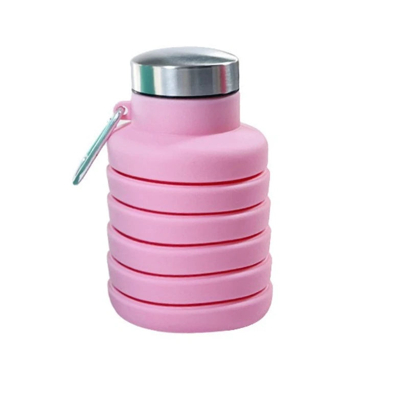 Collapsible Silicone Water Bottle - BPA Free Foldable 600ml Hiking Cup for Outdoor Adventures