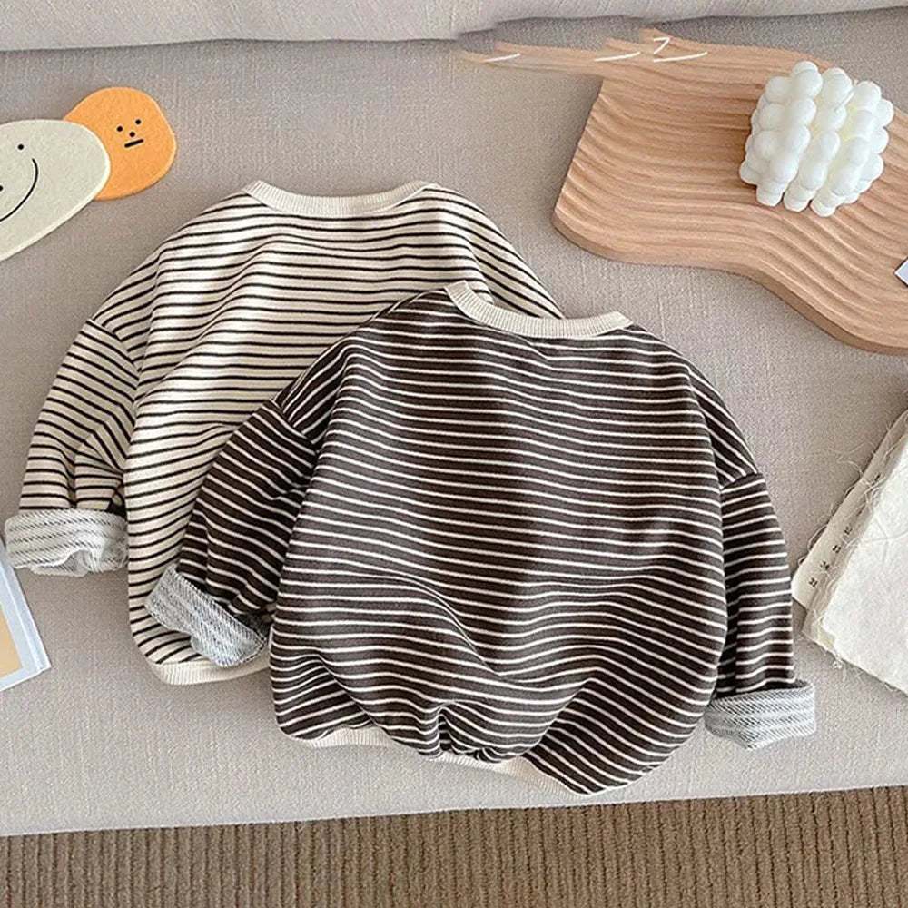 Kids Striped Long Sleeve T-Shirt - Unisex Cotton Top for Boys & Girls (Ages 2-6)