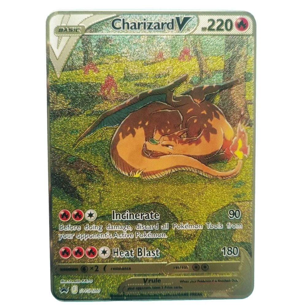 Pokemon Gold Metal Cards – 20 Styles Mewtwo, Pikachu GX & Charizard VMAX Set