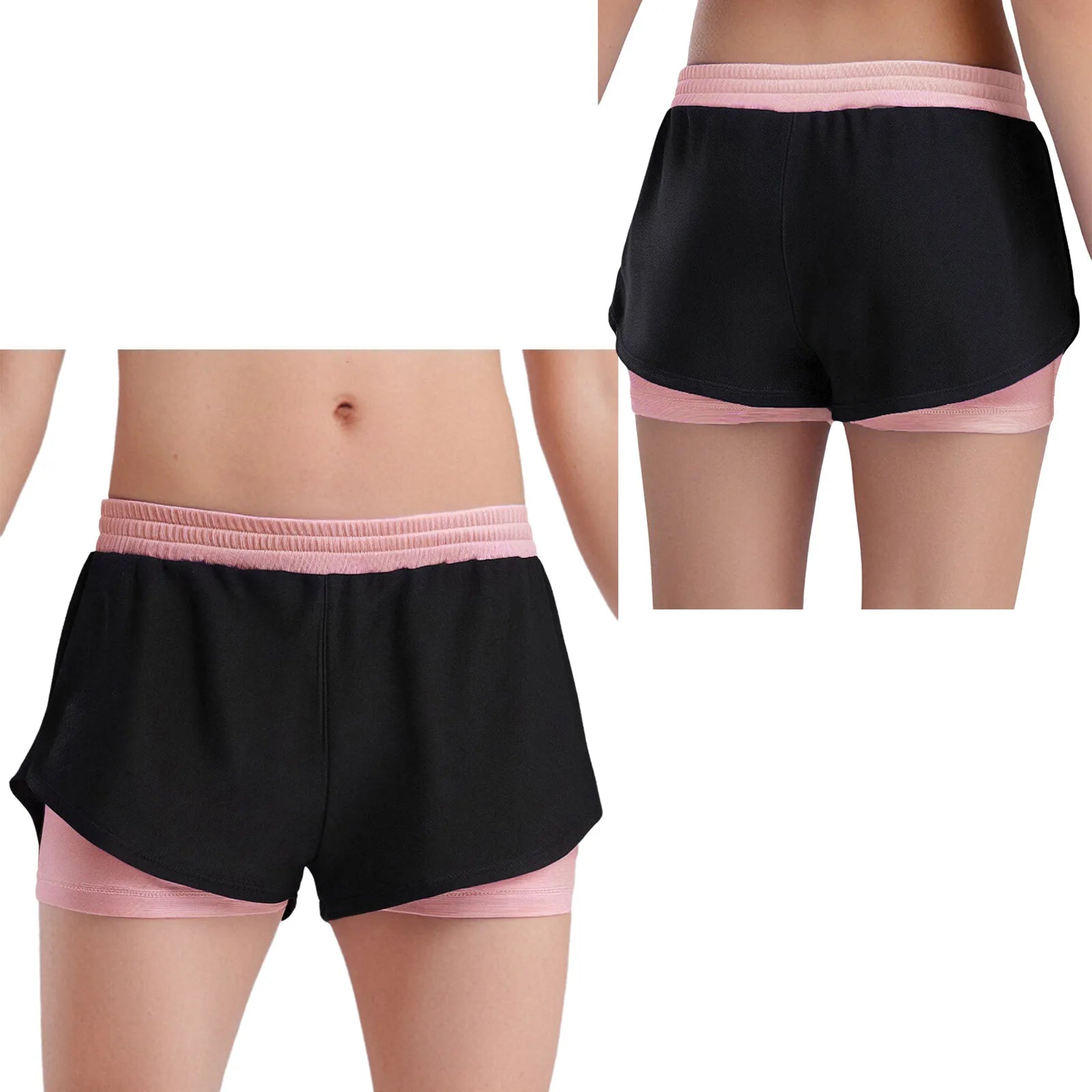 Girls Athletic Shorts - Double-Layer Sports Shorts for Yoga, Running & Workout (Ages 4-14)