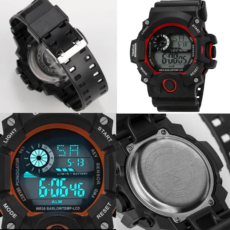 Men's Digital Sports Watch - Large Dial Waterproof Military LED Wristwatch