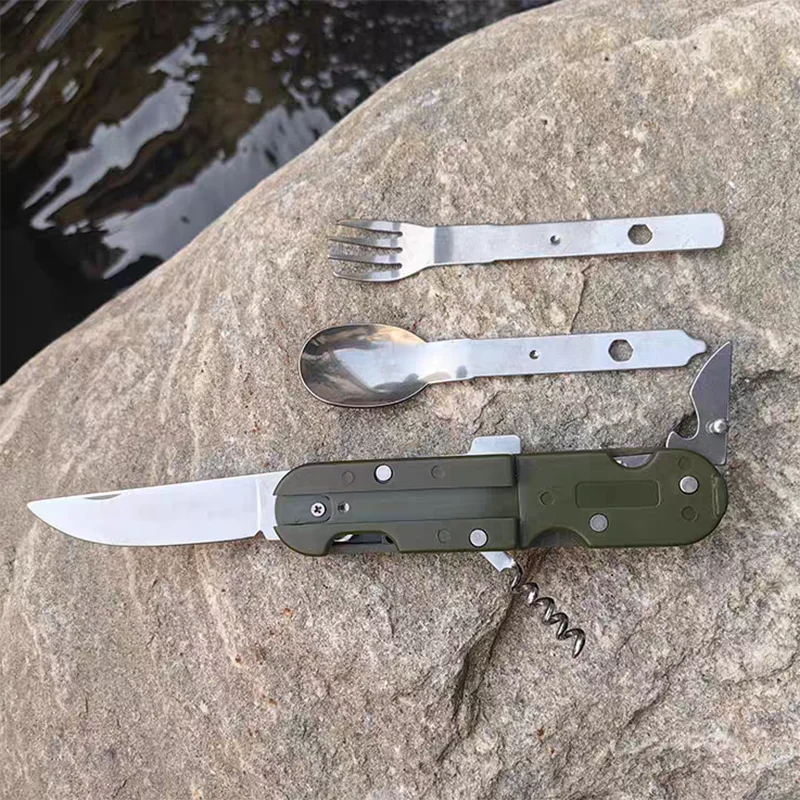 Multifunctional folding tableware Fork Spoon Knife Picnic Camping gadgets survival outdoor multitool camp cutlery combinatio