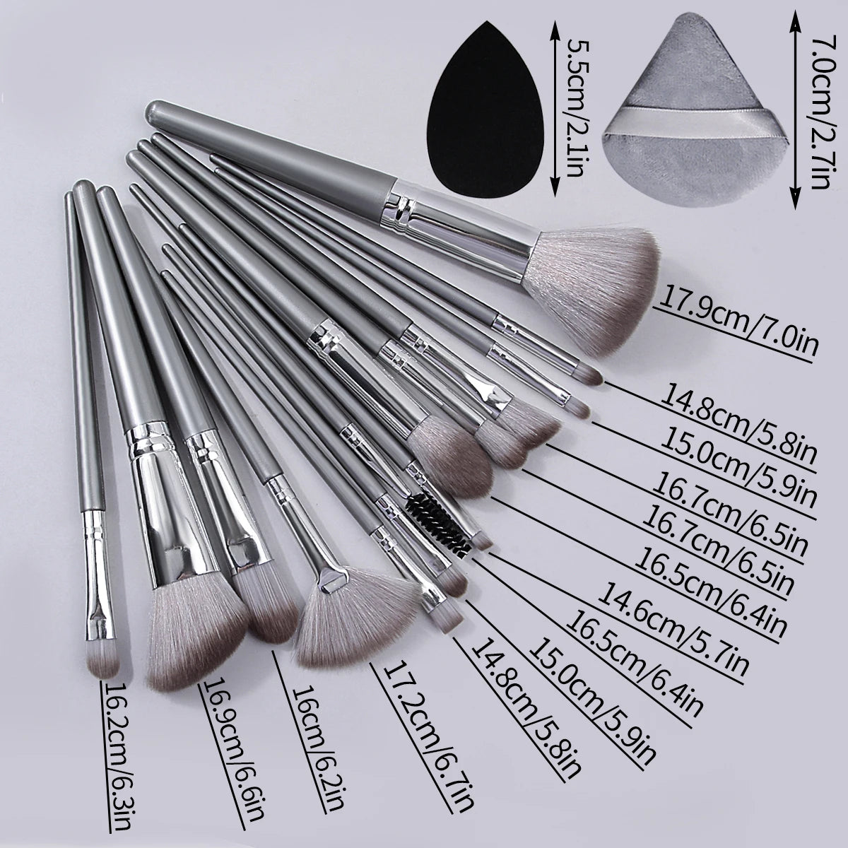 Complete Makeup Tool Set – Brushes, Eggs & Triangle Sponges