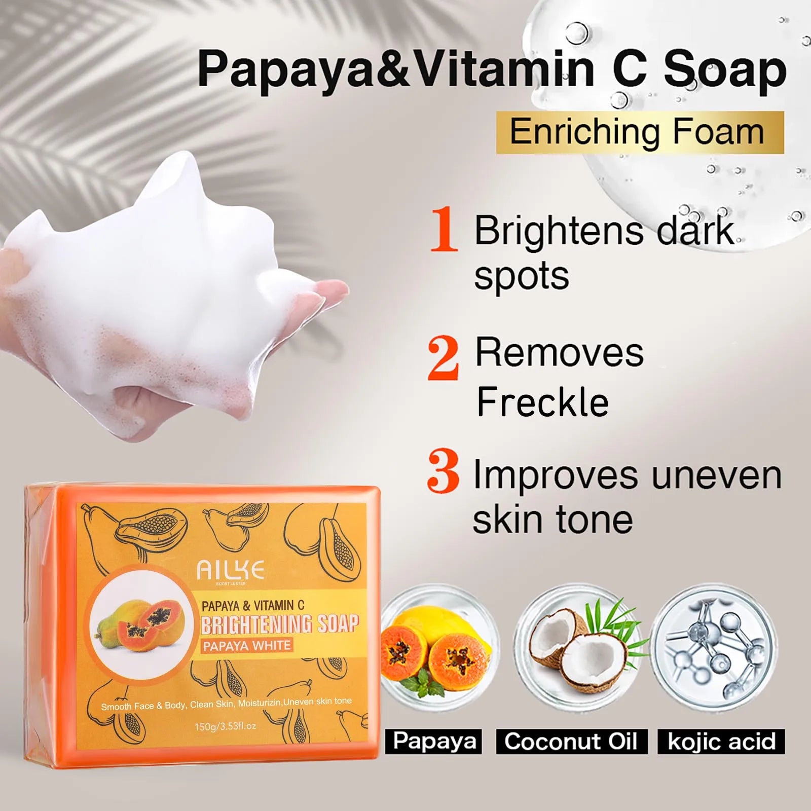 AILKE Papaya Cleansing Soap – Brightening-Look Face & Body Bar