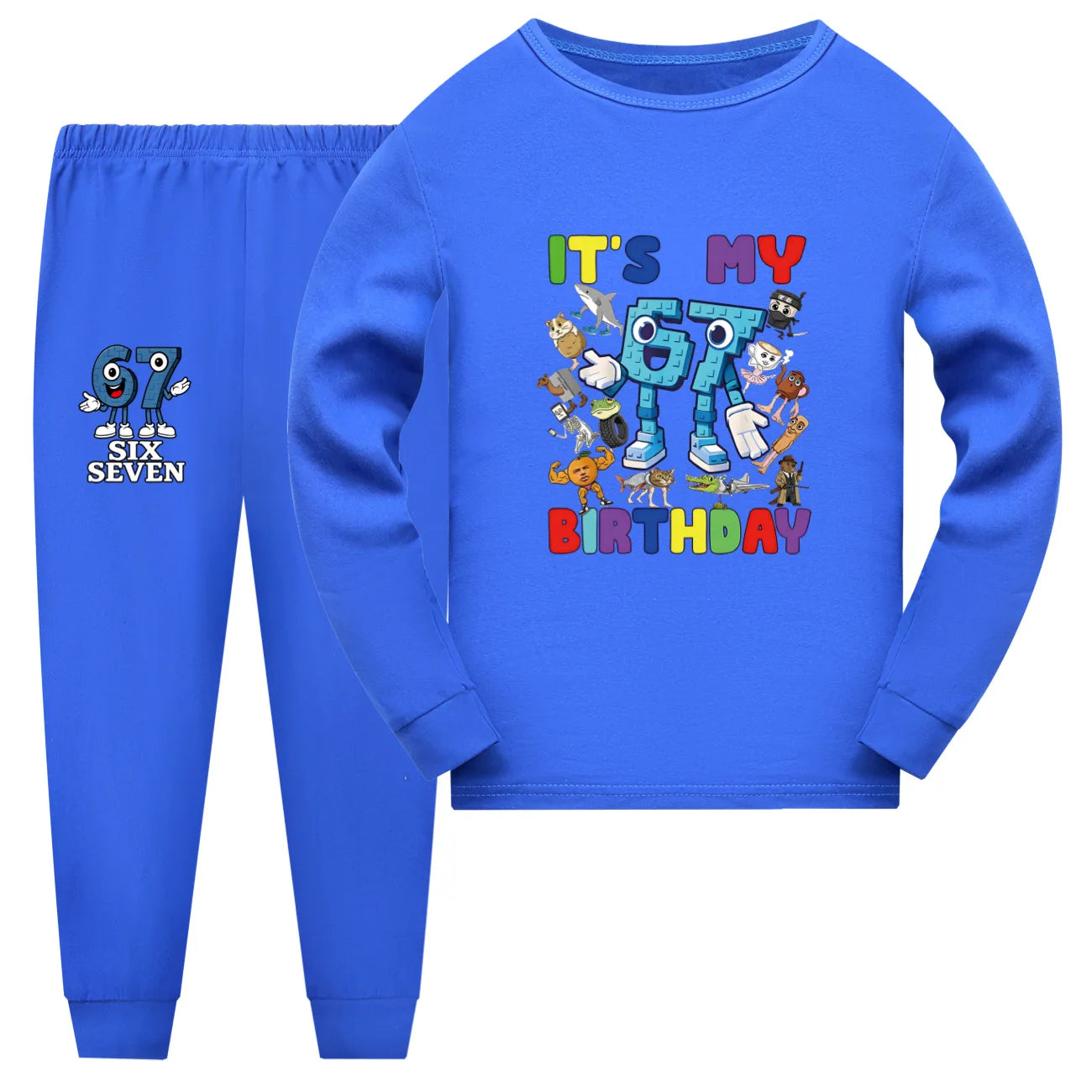 Kids Clothes Funny Six Seven Brainrot 67 Meme Girls Pajama Set Fashion Boys Long Sleeve Pyjamas Children Sleepwear Suit