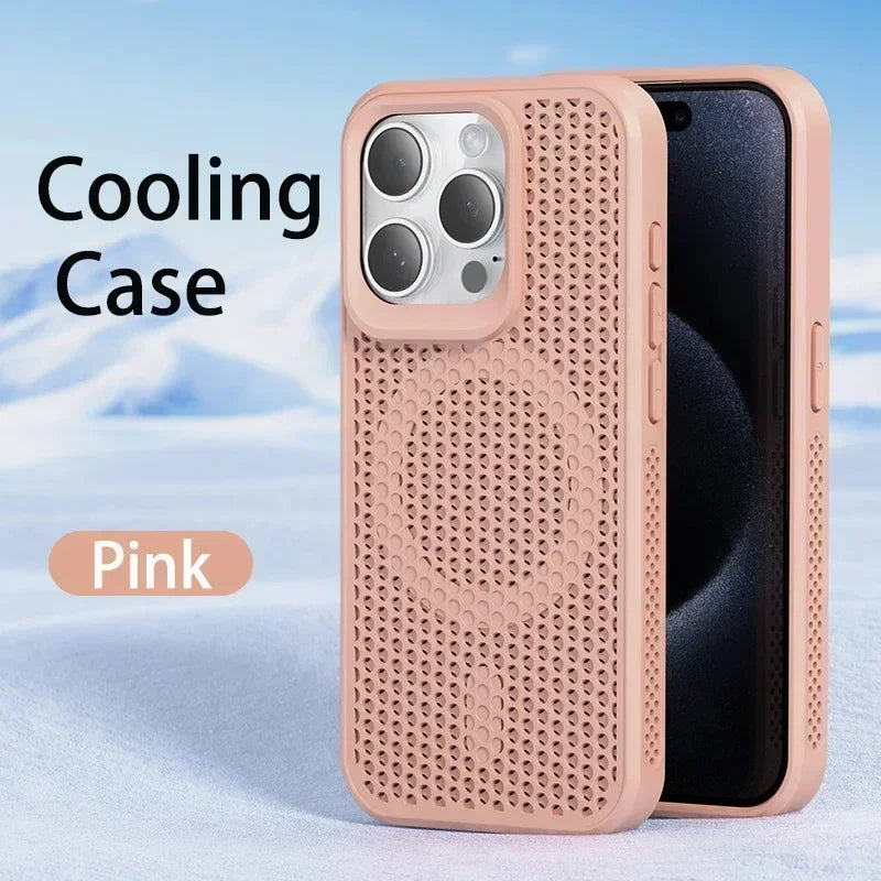 Cooling iPhone Case – Heat Dissipation Breathable Hard Cover with MagSafe for iPhone 17, 16, 15, 14, 13, 12, 11