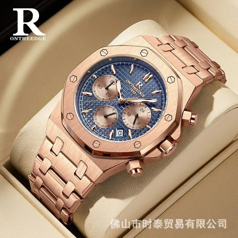Swiss Brand Multi-Functional Men's Watch – Waterproof Luminous Quartz Timepiece