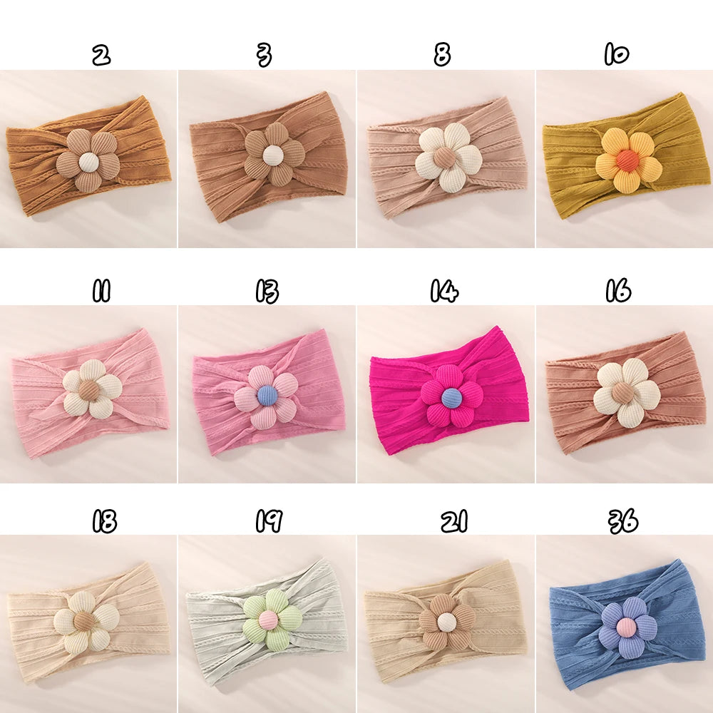 Baby Nylon Headscarf – Handmade Flower Elastic Headband for Newborns Ages 0–1