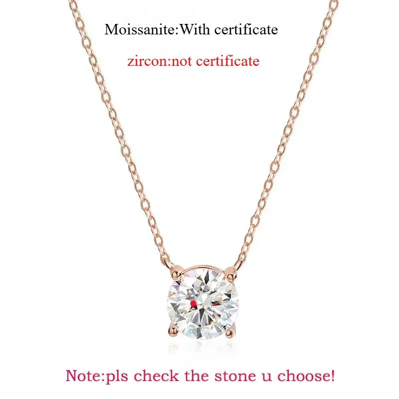 Rose Gold Moissanite Necklace – Sparkling Pendant for Women