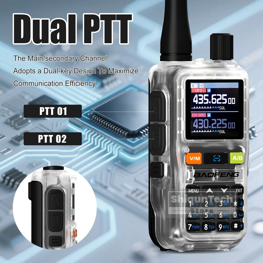 Baofeng UV-5R Mini Walkie Talkie - Air Band UHF/VHF, Bluetooth & Type-C