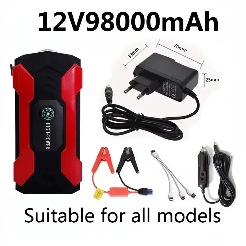 12V 98000mAh Car Jump Starter - Emergency Battery Power Bank & Booster