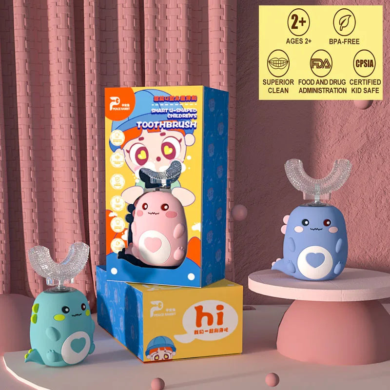 Children's U-Shaped Electric Toothbrush - 360° Smart Sonic Rechargeable Kids Toothbrush