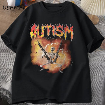 Autistic Funny Skeleton T-Shirt – Unisex Graphic Harajuku Streetwear