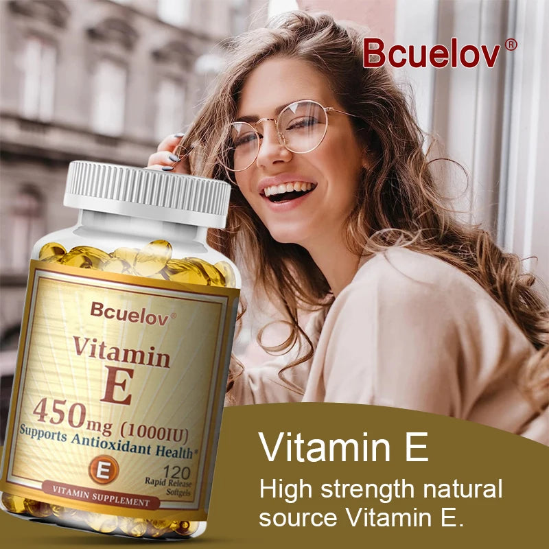 Bcuelov Vitamin E 1000 IU (450mg) – Skin, Hair & Antioxidant Support