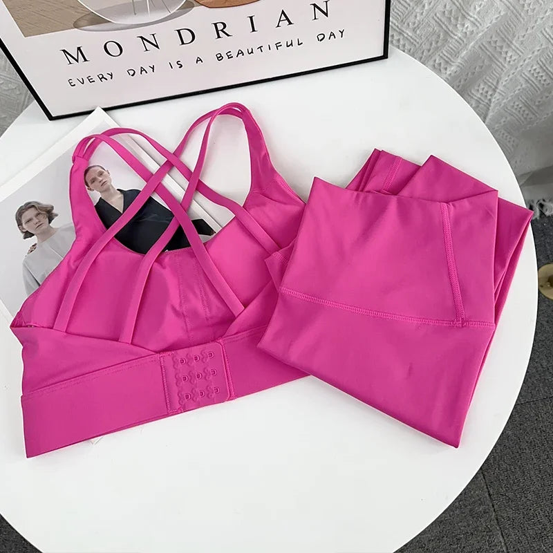 Women's 2-Piece Yoga Set - Crop Top & High Waist Leggings for Gym & Fitness