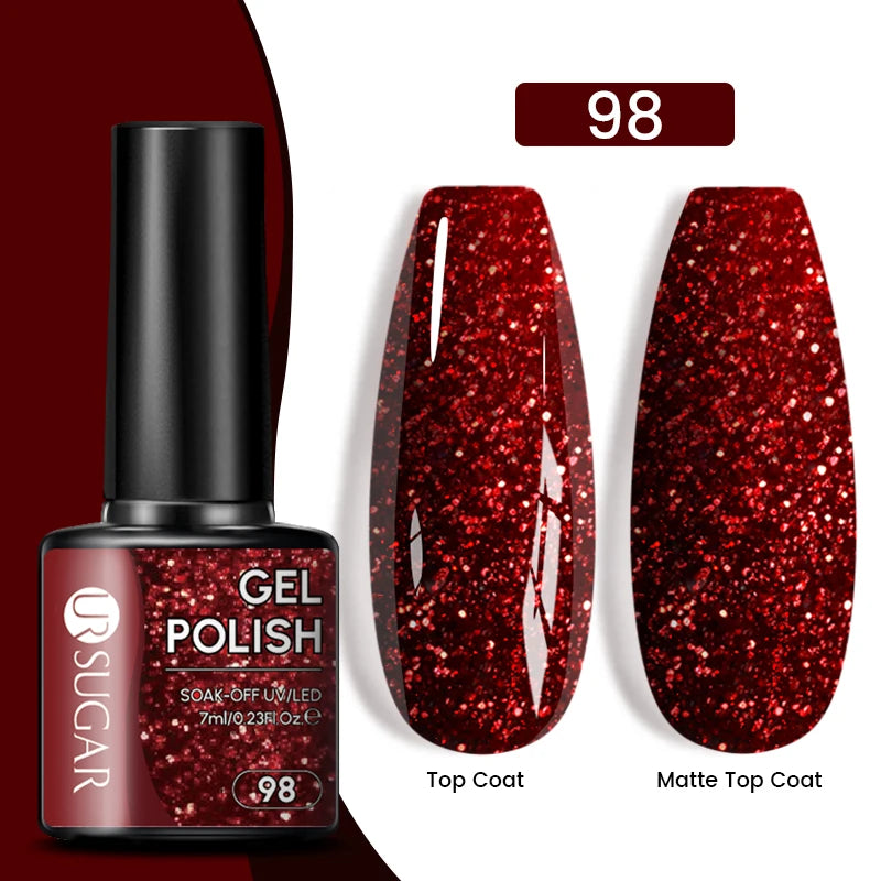 Glitter Gel Nail Polish – Semi-Permanent UV LED Gel with Sparkling Shimmer Finish