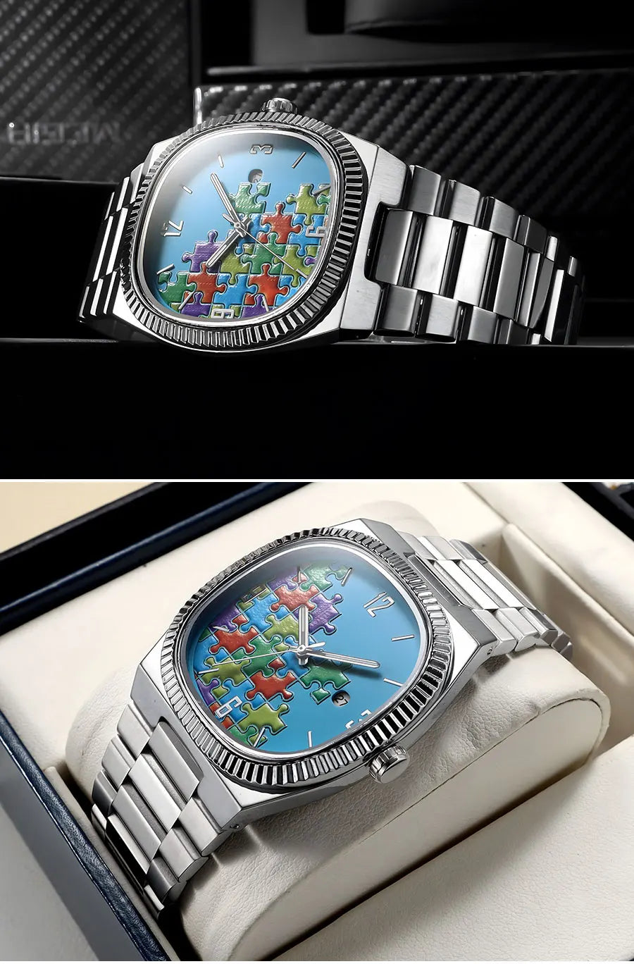 Vintage Cartoon Men's Quartz Watch – Water Resistant Steel Strap with Calendar